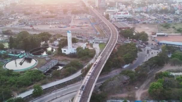 Aerial View Koyambedu Situated Western Part Chennai City Shows Metro — Vídeos de Stock