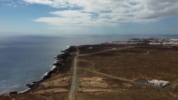 Lanzarote Sahilinin Havadan Görüntüsü Kanarya Adalarında Popüler Spor Yürüyüş Yolları — Stok video