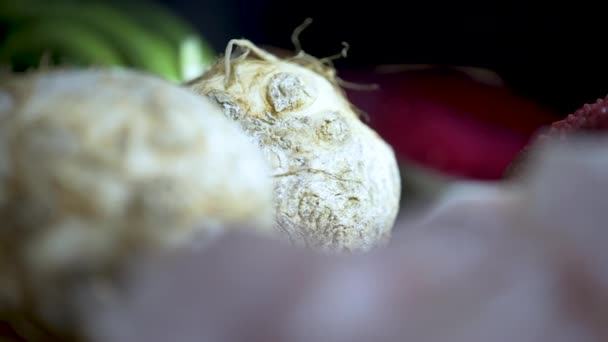 Fresh Parsley Beetroot Vegetable Ingredients Table Close — стоковое видео