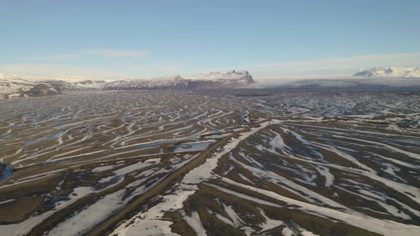 Luftaufnahmen Vom Boden Namens Skeidararsandur Während Eines Sonnigen Tages Island — Stockvideo