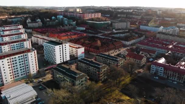 Aerial Drone Establishing Shot Majorna Residential District Gothenburg Sweden Majorna — Stock videók