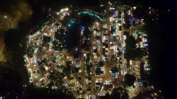 Een Drone Shot Van Avond Markt Goa India — Stockvideo