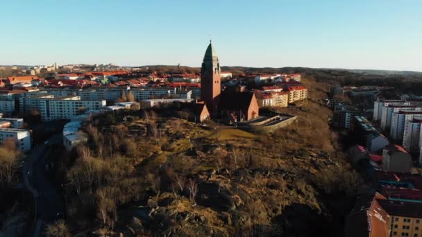 Etablerar Bild Masthugget Kyrka Lutherska Kyrkan Landmärke Göteborg Sverige Plats — Stockvideo