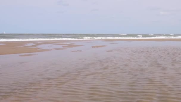 Хвилі Північного Моря Розбиваються Узбережжі Остенде Бельгія — стокове відео