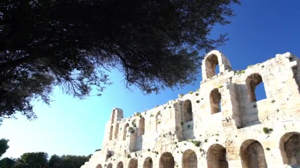 Establishing View Athens Acropolis Greece Ruins Blue Sky Day — Vídeo de Stock