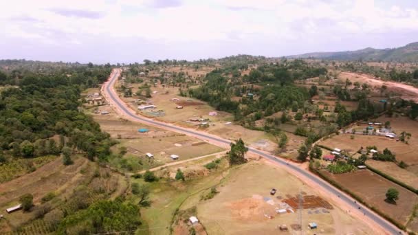 Tilting Drone Flight Busy Local Market Tribal Village Kapenguria Traditional — Vídeos de Stock