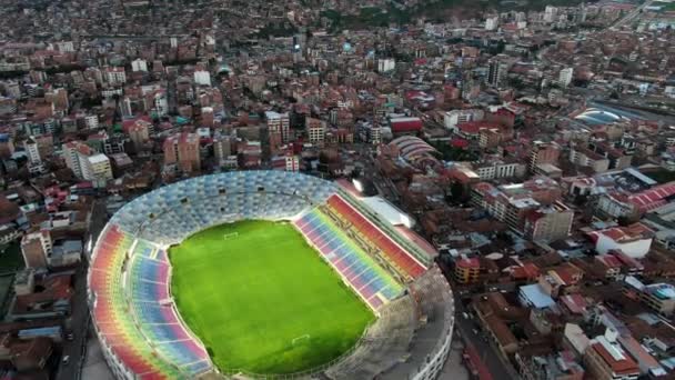 Aerial View Inca Garcilaso Vega Stadium Cusco Peru Drone Shot — Video Stock