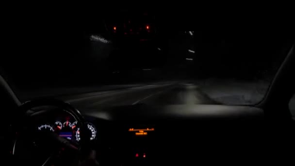 Driving Kaunas City Streets Night Time Timelapse Pov View — Wideo stockowe