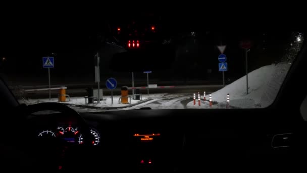 Leaving Paid Parking Lot Boom Barrier Driving Pov View — Stock Video