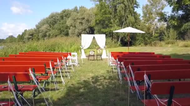 Great Aerial Drone Flight Wedding Walk Free Wedding Front Empty — Video Stock