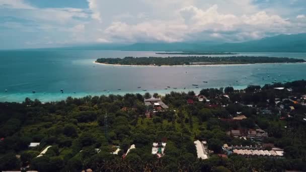 Million Aerial Flight Panorama Overview Drone Shot Islands Gili Trawangan — Stock Video