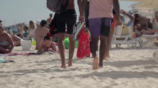Three Men Walking Beach Playa Del Carmen Mexico — Stock Video