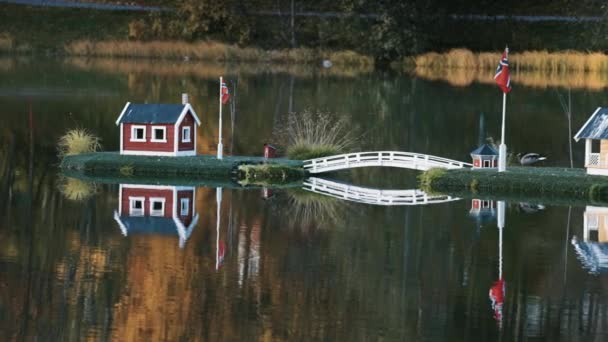 Une Scène Idyllique Dans Parc Municipal Finnsnes Norvège Maisons Miniatures — Video