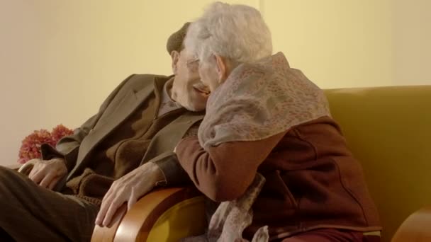 Yaşlı Çift Birbirine Eşlik Ediyor — Stok video