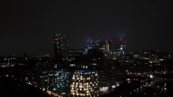 Aerial Shot City London Foggy Night — ストック動画