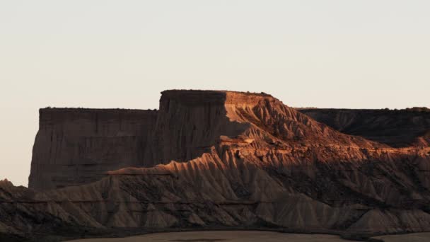 Ранним Утром Снимок Пустыни Барденас — стоковое видео