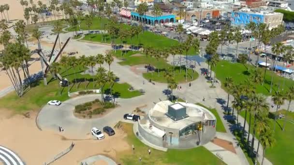 Venice Beach Boardwalk Aerial Fly Shot Odpolední Osvětlení — Stock video