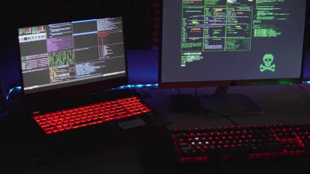 Computer Screen Performing Cyber Attacks — Stockvideo