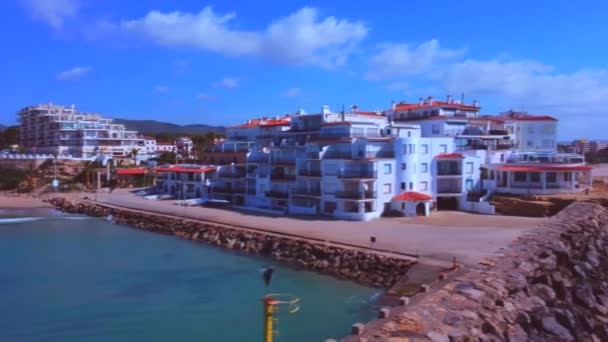 Traveling Left Right Coast Houses Entrance Port Catalan Spanish Coast — Vídeo de stock