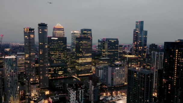 Luchtfoto Van Canary Wharf Het Nieuwere Financiële District Van Londen — Stockvideo