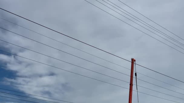 Construção Guindaste Elevação Cadeia Cabo Pendurado — Vídeo de Stock