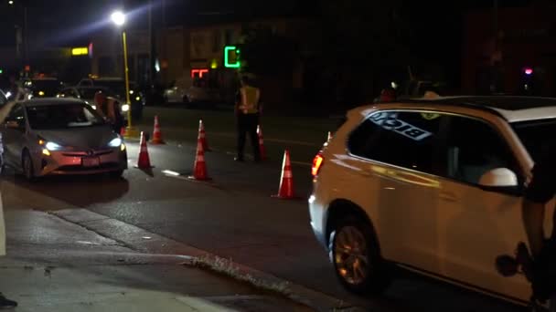 Policía Etapa Dui Campo Sobriedad Punto Control — Vídeos de Stock