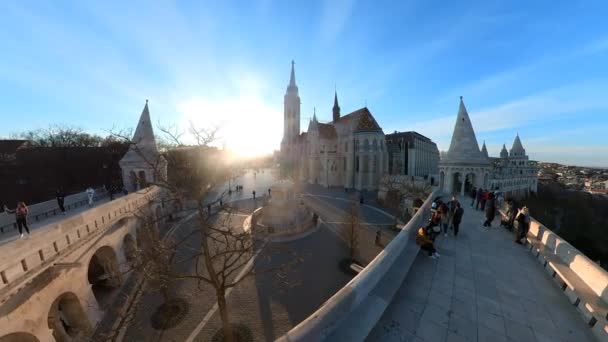 Vacker Utsikt Från Över Den Ungerska Huvudstaden Budapest Genom Vilken — Stockvideo