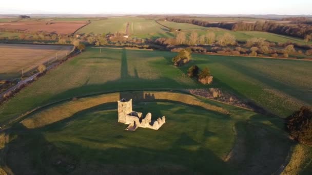 Knowlton Church Ruins Drone Degree Rotation — 图库视频影像