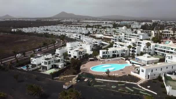 Drone Shot Flying Holiday Resorts Apartments Lanzarote — Wideo stockowe