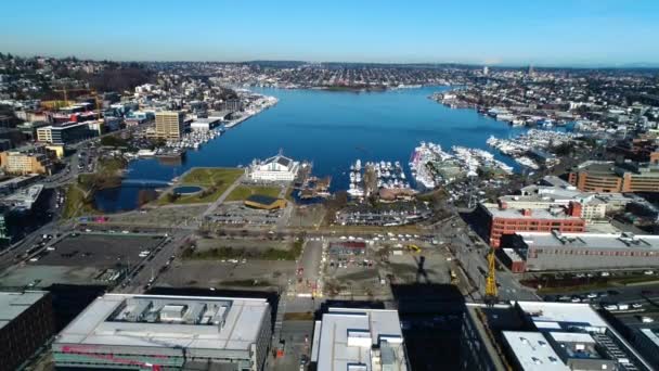 Wide Aerial Shot Seattle Lake Union Neighborhood 2017 Prior Google — Video