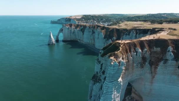 Cliffs Etretat France Seen — ストック動画