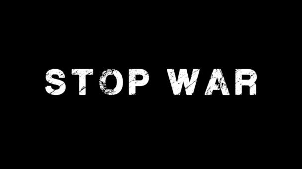 戦争を止めなさい 黒い背景でのアウトテキストのズーム — ストック動画