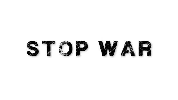 Stop War Zoom Out Text White Background — стоковое видео