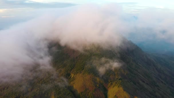 Drone Fly Kintamani Mount Batur Active Volcano Island Gods Bali — Vídeo de Stock