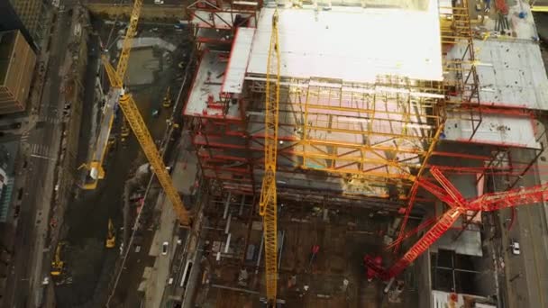 Rising Aerial Building Construction Seattle Booming Downtown — Stock Video