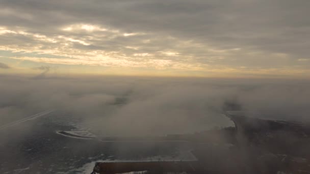 Aérea Por Encima Las Nubes Durante Puesta Del Sol — Vídeos de Stock