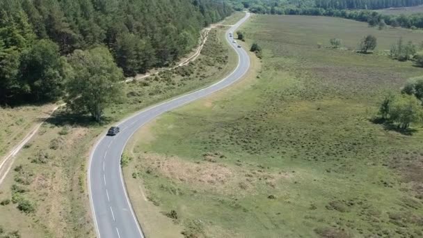 Kurvenreiche Straße Mit Autos Von Oben — Stockvideo