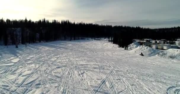 Alaska Snow Machine Ride Cancer Petersville Alaska — Stockvideo