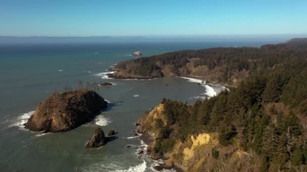 Trinidad California Aerial View State Beach Pewetole Island — Vídeo de stock