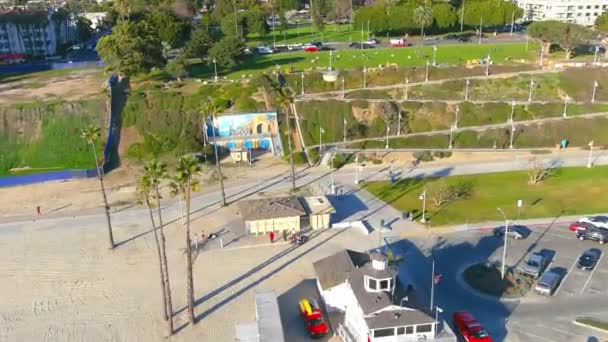 Long Beach Shoreline Aerial Flyby Late Afternoon Lighting — Wideo stockowe