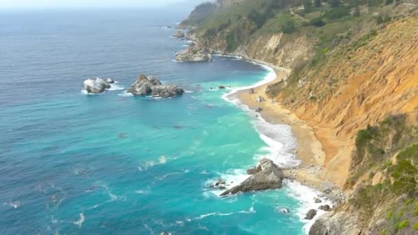 Big Sur Coastal Cliffs Kalifornien Überflug Aus Der Luft Klares — Stockvideo