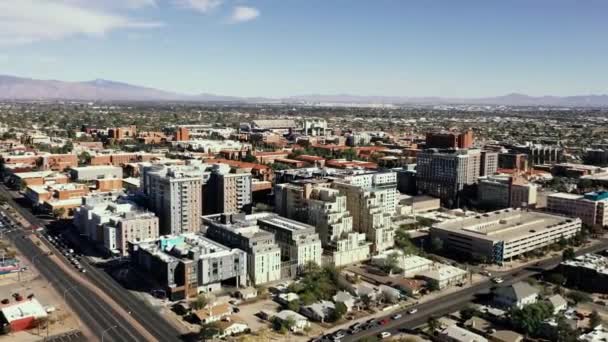 University Arizona Tucson Student Housing Condominiums Hotels Drone Approach — Wideo stockowe