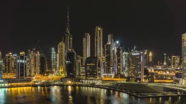 Dubai Centrum Time Lapse Nachts — Stockvideo