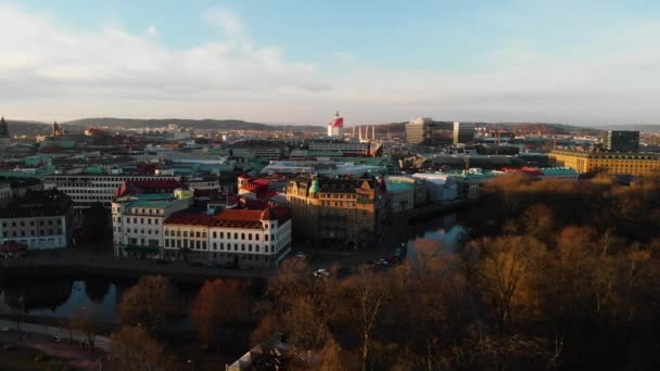 Fotografia Aérea Cidade Gteborg Suécia Condado Vstra Gtaland Durante Hora — Vídeo de Stock