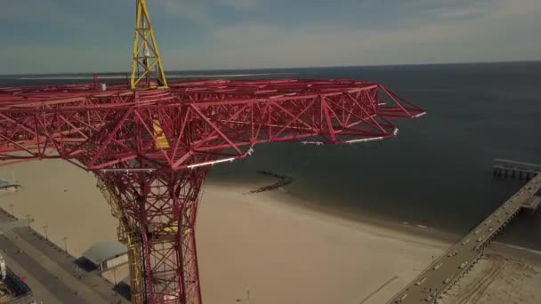 Coney Island Brooklyn New York Parachute Jump Aerial View — Stok video