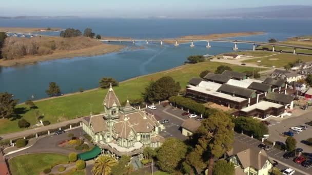 Eureka California Usa Vzduch Slavné Viktoriánské Budovy Carson Mansion Drone — Stock video