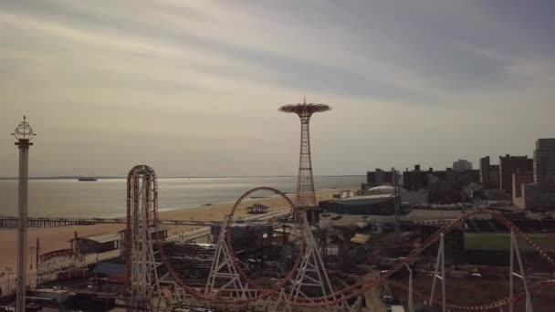 Coney Island New York Brooklyn Aerial View — стоковое видео