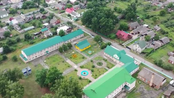Aerial Drone Klevan Town Buildings Homes Rivne Oblast Ukraine Filmed — Vídeo de stock