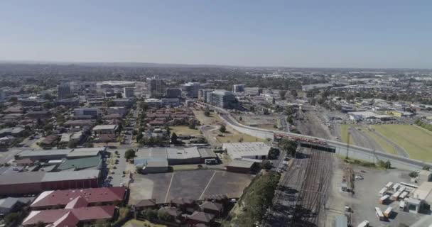 Letecký Slušný Dandenongu Ukazuje Větší Vývoj Detailní Infrastrukturu Veřejnou Dopravu — Stock video