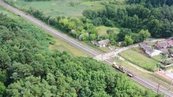 Aerial Drone Train Klevan Rivne Oblast Ukraine Filmed Summer Day — Vídeo de stock